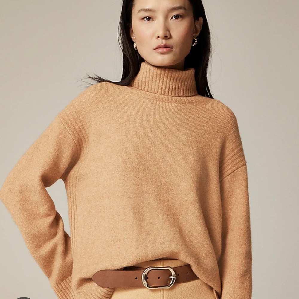 J. Crew Tan Cowl Neck Sweater Soft Knit Oversized